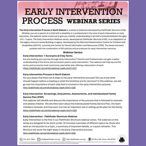 The Early Intervention Process in North Dakota - Webinar Series